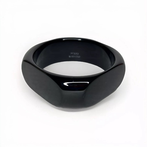 PONO by Joan Goodman Italian Lucite Black Square Bangle Bracelet Cuff - Picture 1 of 8